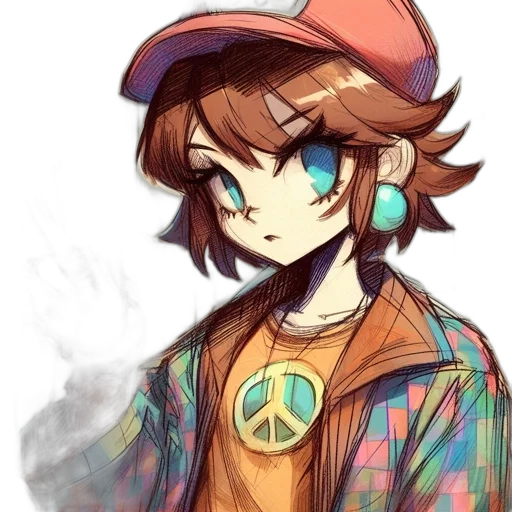 hat, jacket, face, staff transparent PNG cut-out