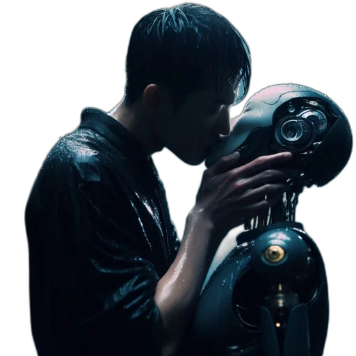 robot, mask, jacket, weapon transparent PNG cut-out