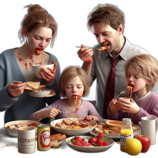 food, photorealistic, oil painting, 3d render transparent PNG cut-out