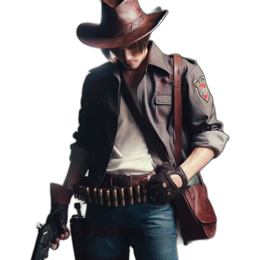 jacket, weapon, hat, staff transparent PNG cut-out
