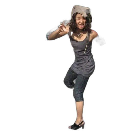 hat, jacket, woman, bike transparent PNG cut-out