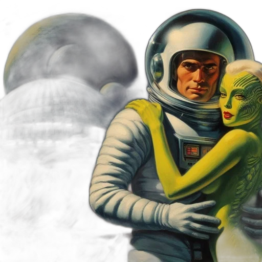 concept art, comic book art, outer space, underwater transparent PNG cut-out