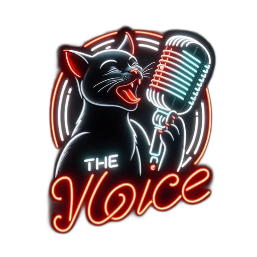 neon, sign, singing, cat transparent PNG cut-out