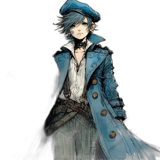 hat, jacket, staff, concept art transparent PNG cut-out
