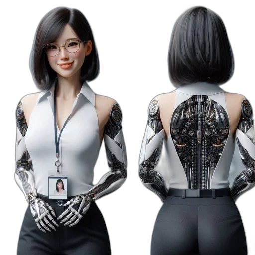 robot, jacket, dress, cyberpunk transparent PNG cut-out