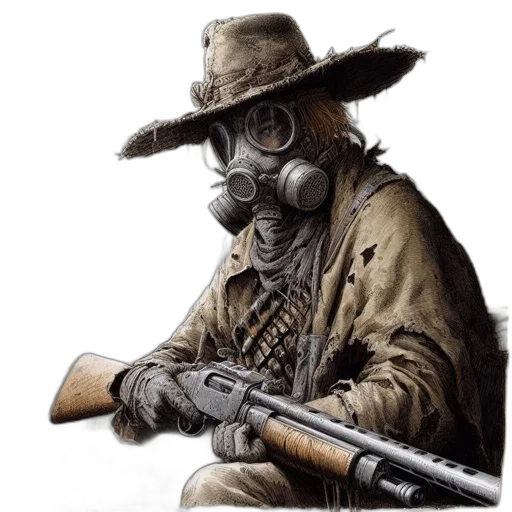 mask, weapon, jacket, concept art transparent PNG cut-out