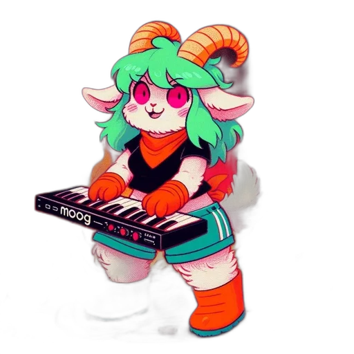 staff, robot, creature, vaporwave transparent PNG cut-out