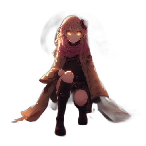 jacket, creature, mask, staff transparent PNG cut-out