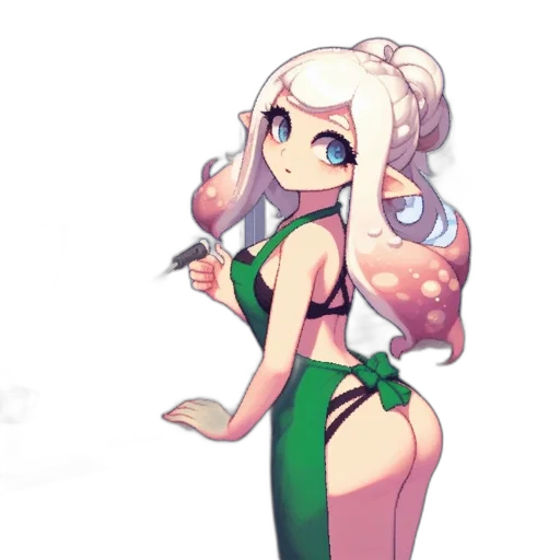 dress, staff, creature, weapon transparent PNG cut-out