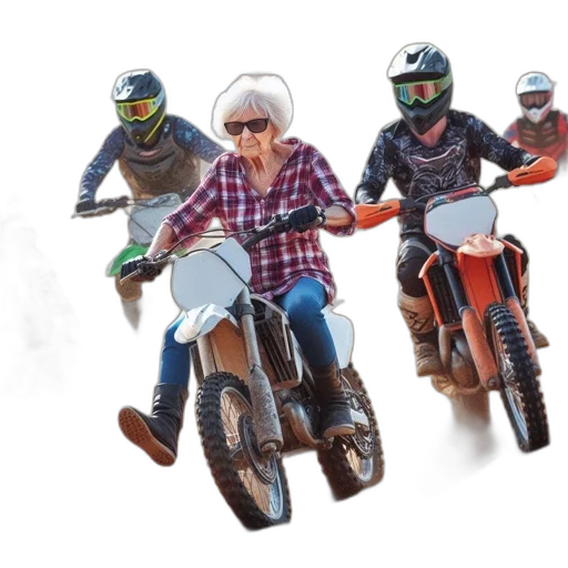 concept art, 3d render, group, motorcyclists transparent PNG cut-out