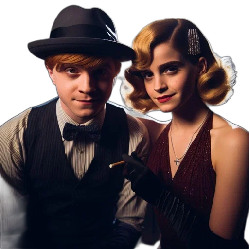 hat, photorealistic, two, people transparent PNG cut-out