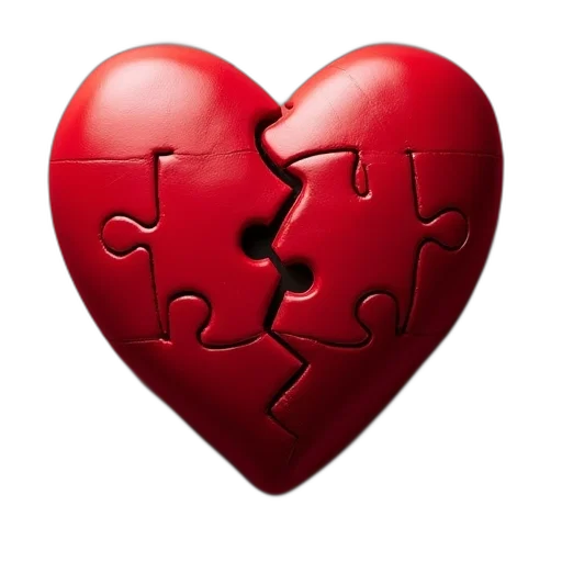 red, heart, jigs, piece transparent PNG cut-out