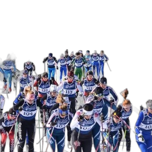 group, cross-country, skiers, blue transparent PNG cut-out
