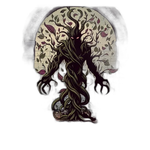 creature, mask, tree, staff transparent PNG cut-out