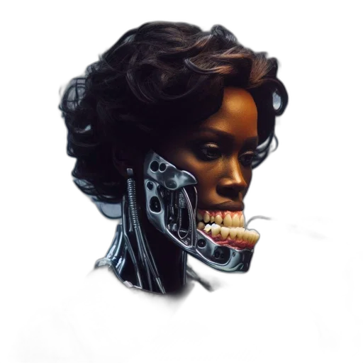 face, robot, concept art, photorealistic transparent PNG cut-out
