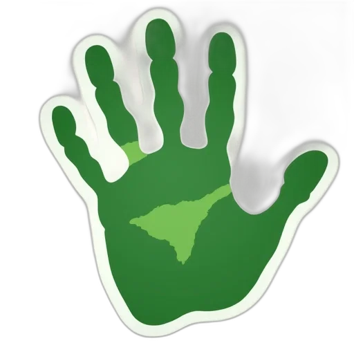 3d render, green, happy, hand transparent PNG cut-out