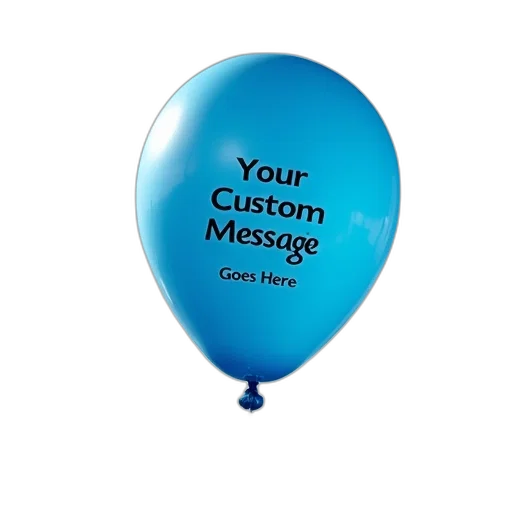 blue, balloon, message, reads transparent PNG cut-out