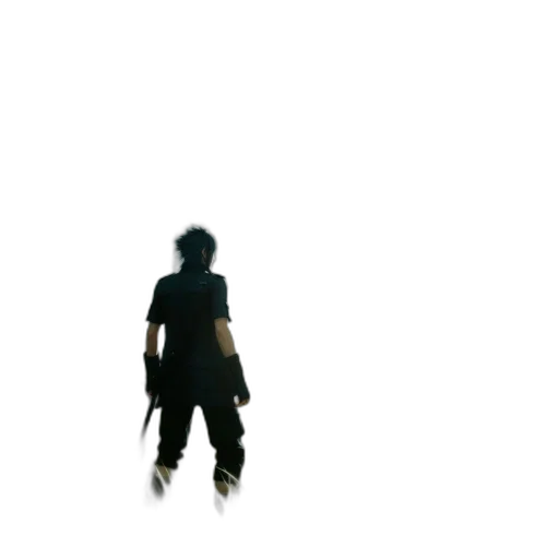 shoes, jacket, hair, staff transparent PNG cut-out