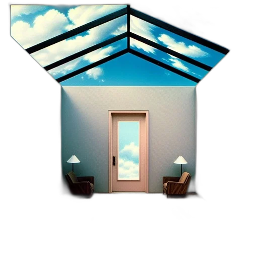 building, furniture, umbrella, 3d render transparent PNG cut-out