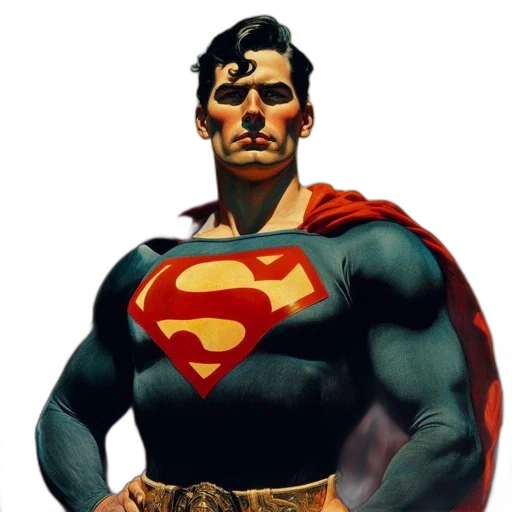 comic book art, concept art, photorealistic, superman transparent PNG cut-out