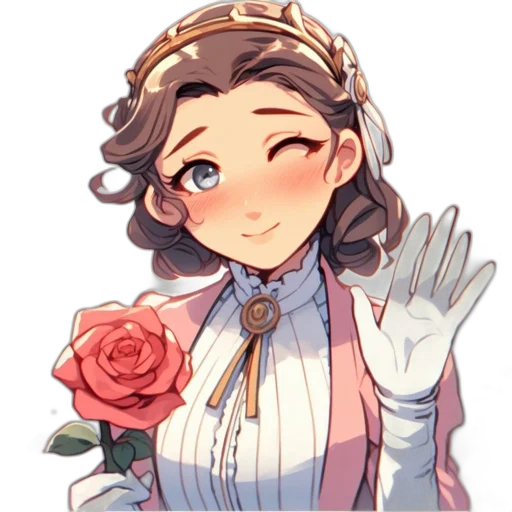 crown, staff, flower, anime transparent PNG cut-out