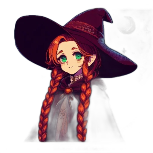 hat, staff, hair, dress transparent PNG cut-out