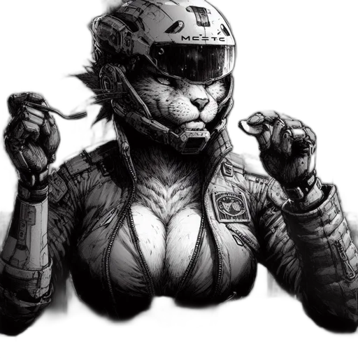 robot, jacket, animal, comic book art transparent PNG cut-out