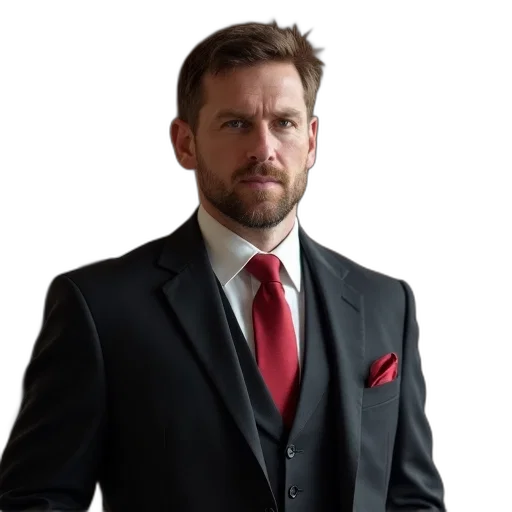 jacket, staff, red, man transparent PNG cut-out