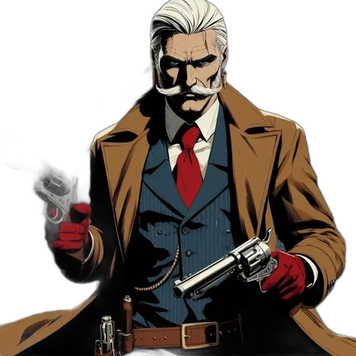 jacket, weapon, mask, comic book art transparent PNG cut-out
