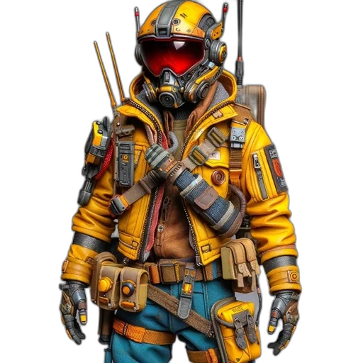jacket, staff, robot, concept art transparent PNG cut-out