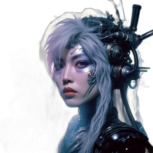 robot, face, cyberpunk, fantasy art transparent PNG cut-out