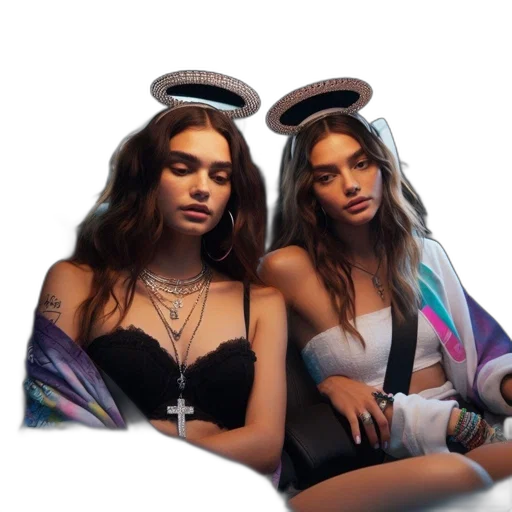 jewelry, hat, vaporwave, concept art transparent PNG cut-out