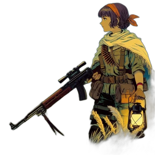 weapon, jacket, staff, concept art transparent PNG cut-out
