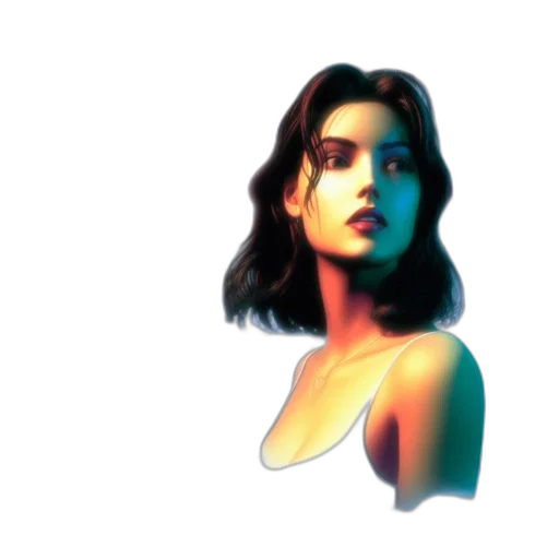 face, dress, jewelry, vaporwave transparent PNG cut-out