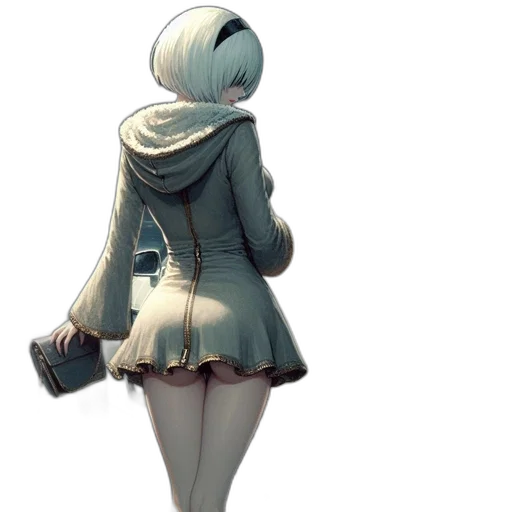dress, jacket, robot, staff transparent PNG cut-out