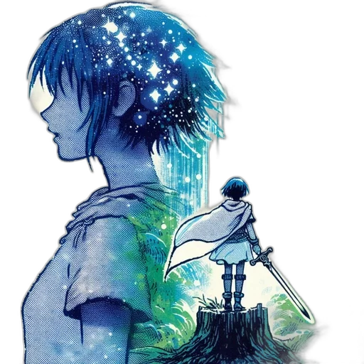 concept art, fantasy art, watercolor, anime transparent PNG cut-out