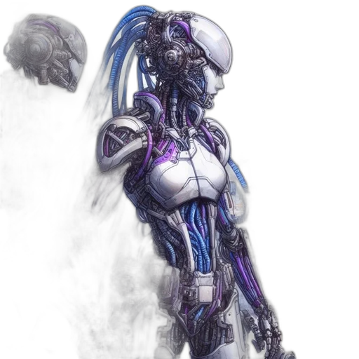 robot, creature, concept art, cyberpunk transparent PNG cut-out
