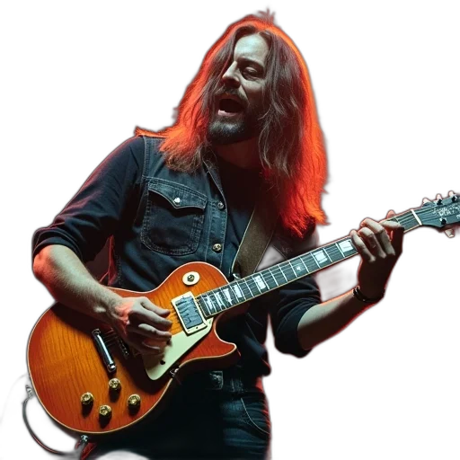 metallic, guitarist, singing transparent PNG cut-out