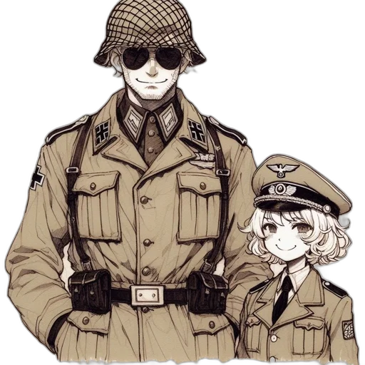 hat, jacket, staff, weapon transparent PNG cut-out