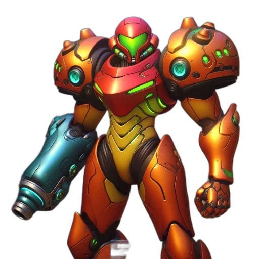 robot, weapon, concept art, 3d render transparent PNG cut-out
