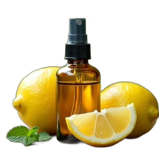 bottle, food, photorealistic, lemon transparent PNG cut-out