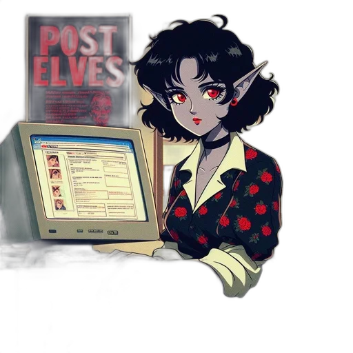 staff, concept art, cyberpunk, vaporwave transparent PNG cut-out