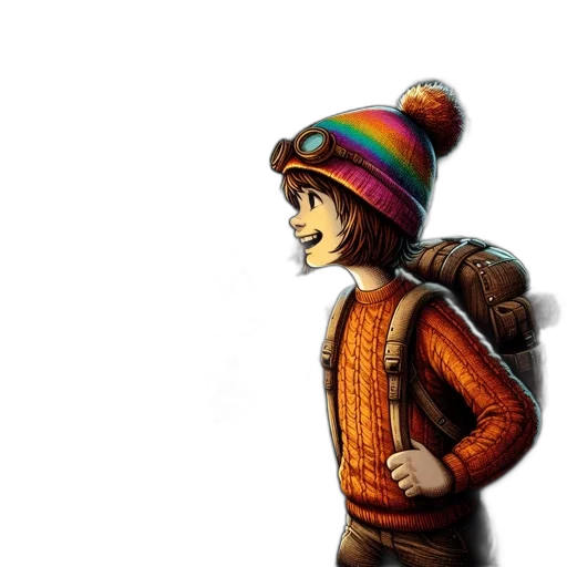 hat, jacket, staff, concept art transparent PNG cut-out