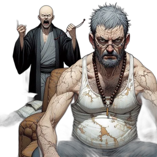 comic book art, concept art, older, man transparent PNG cut-out