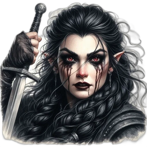 staff, sword, face, fantasy art transparent PNG cut-out