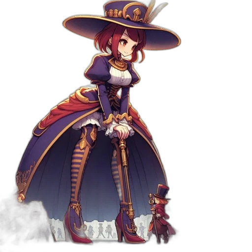staff, hat, dress, weapon transparent PNG cut-out
