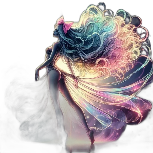dress, dragon, flower, hair transparent PNG cut-out