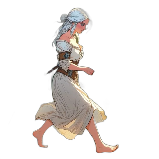 dress, staff, concept art, fantasy art transparent PNG cut-out