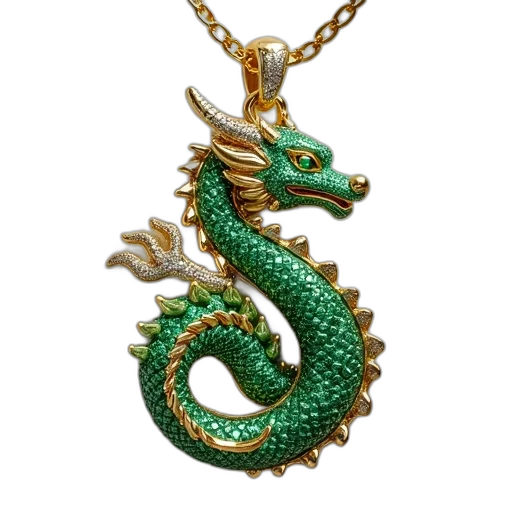 dragon, jewelry, fantasy art, green transparent PNG cut-out