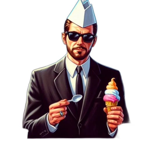 staff, food, jacket, hat transparent PNG cut-out